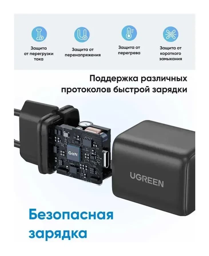 Адаптер питания сетевой Ugreen X512-55528 (серый)