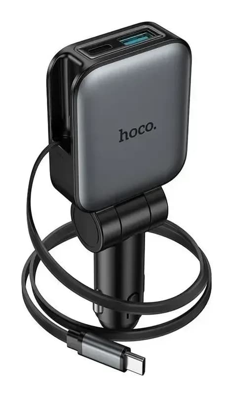 Автомобильное зарядное устройство Hoco Z67 + кабель (металлик)