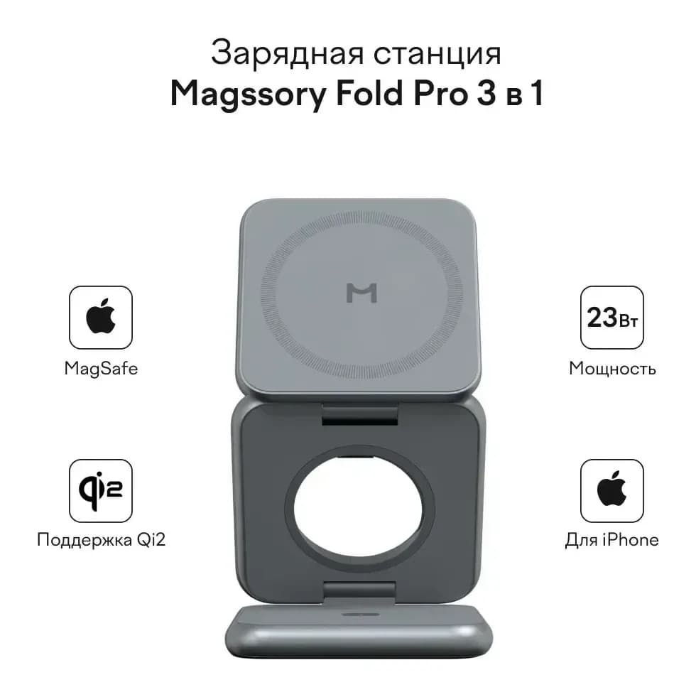 Зарядное устройство беспроводное Magssory Fold Pro WCH063 (полуночный)