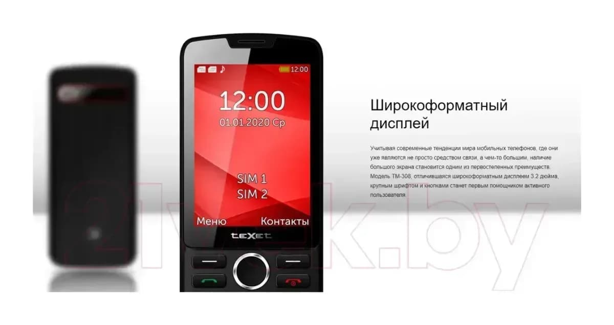 Мобильный телефон Texet TM-308 (черный/красный)