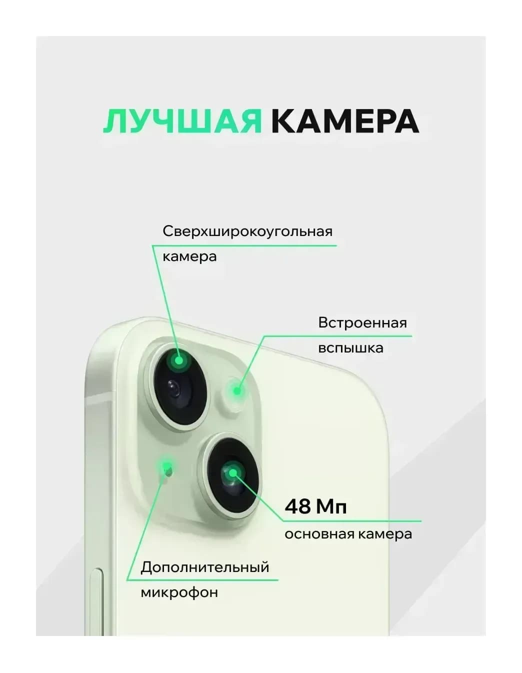 Смартфон восстановленный Apple iPhone 15 128GB ELNU Грейд B (зеленый)