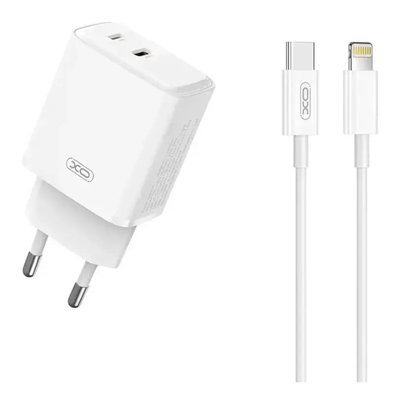 Зарядное устройство сетевое XO USB-C+L 20 Вт C-iP L145-C (с кабелем)