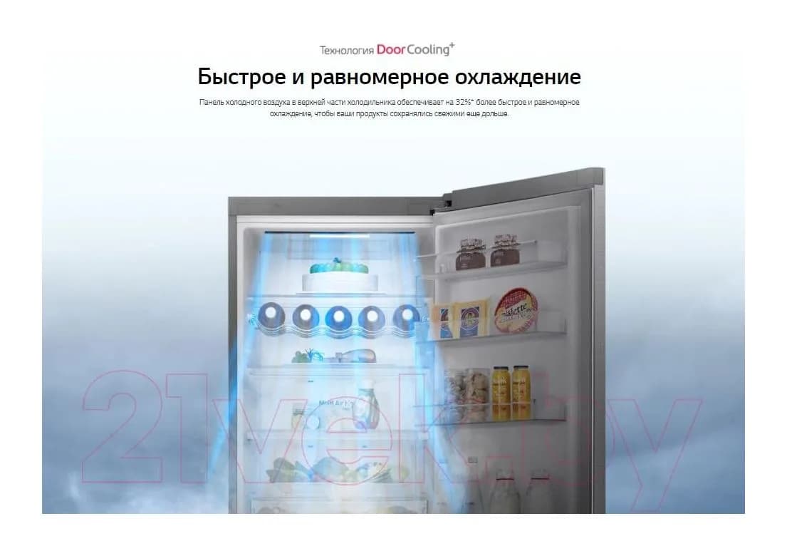 Холодильник с морозильником LG DoorCooling+ GA-B459CEWL
