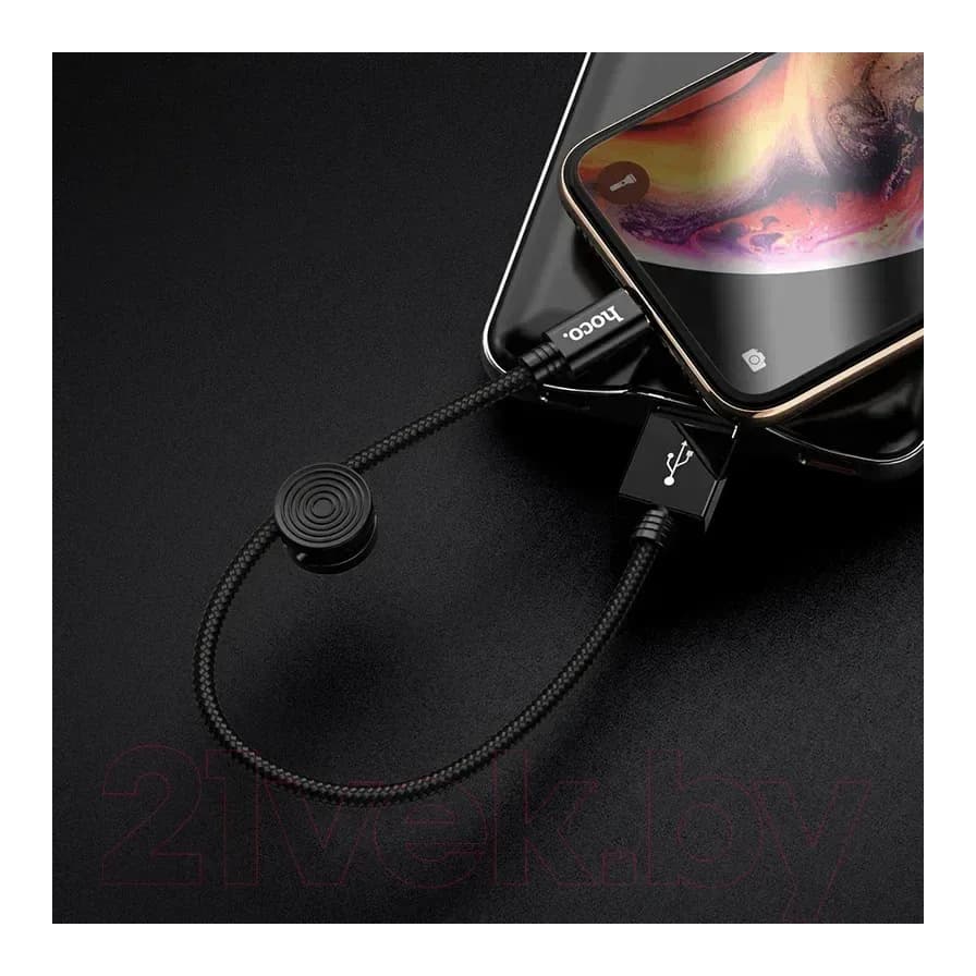Зарядный кабель Hoco X35 AM-8pin Lightning (0.25м, черный)
