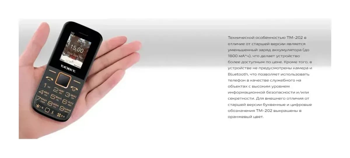 Мобильный телефон Texet TM-202 (черный)