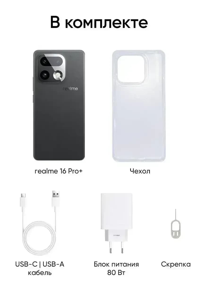 Смартфон Realme 16 Pro+ 8GB/256GB (серый)