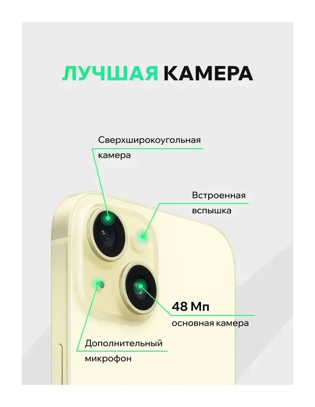 Смартфон восстановленный Apple iPhone 15 128GB ELNU Грейд A (желтый)