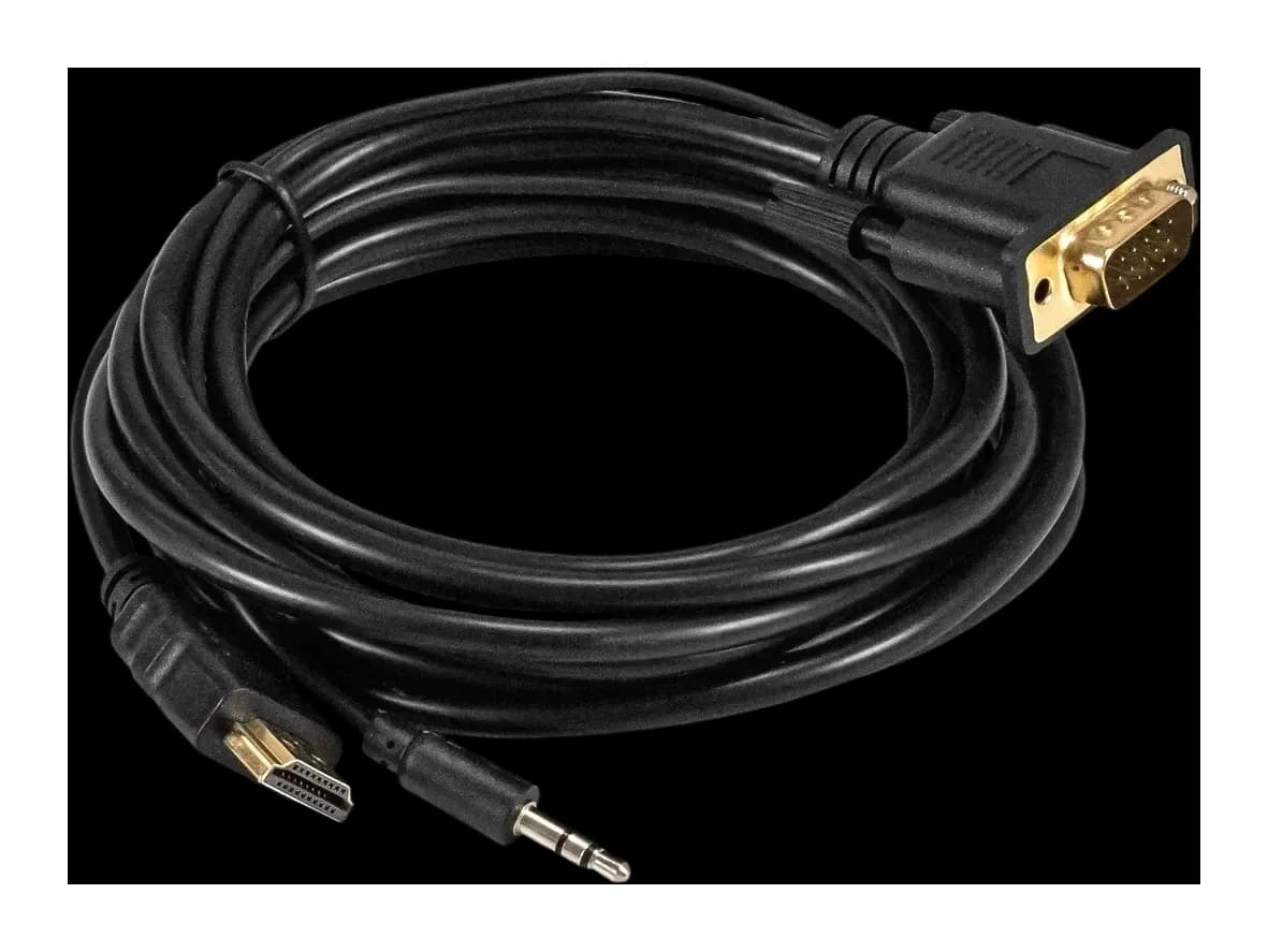 Кабель ExeGate EX-HDMIM-VGAM-3.5JackS-3.0 / EX294720RUS (3м)