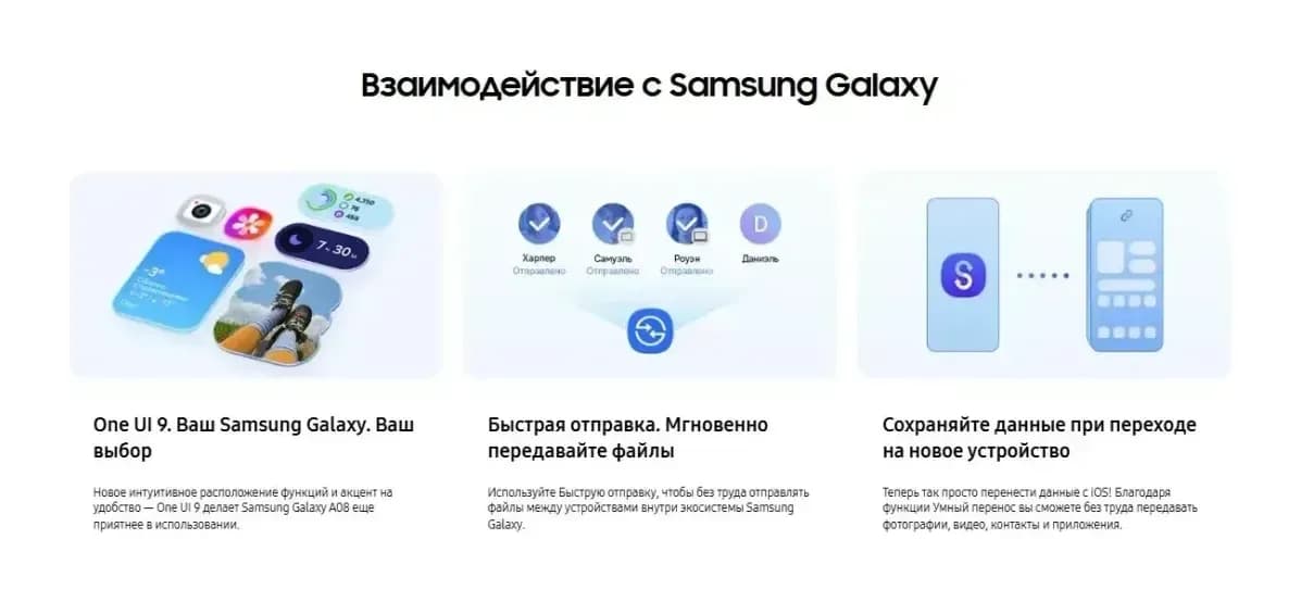Смартфон Samsung Galaxy A08 4GB/128GB (серебристый)