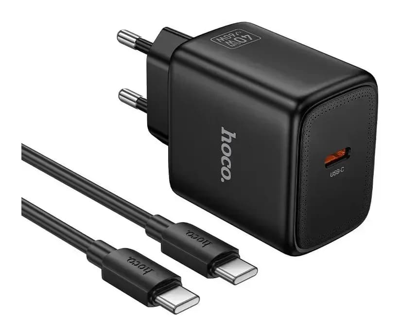 Зарядное устройство сетевое Hoco N83 + кабель Type-C-Type-C (черный)