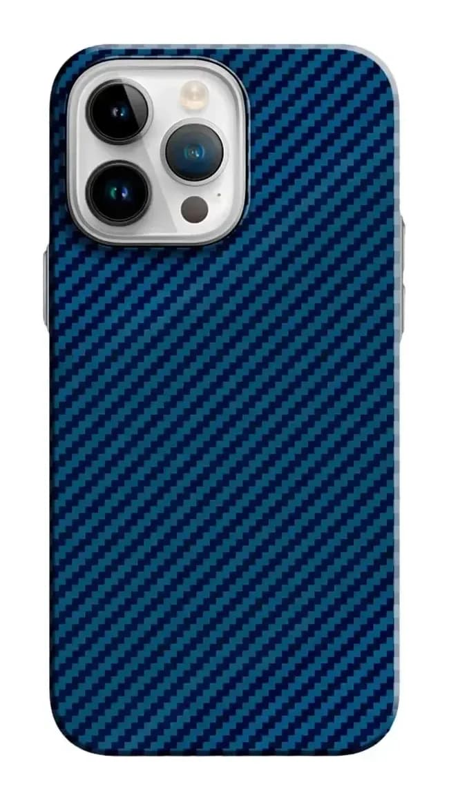 Чехол-накладка Luxo Карбоновые полосы J164 для iPhone 15 Pro Max (синий)
