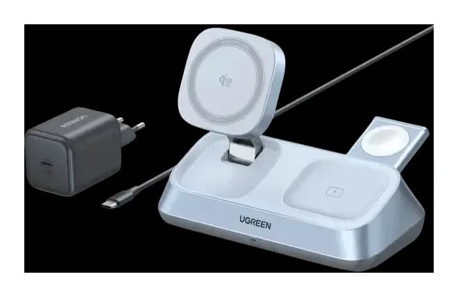 Зарядное устройство беспроводное Ugreen MagFlow 3-in-1 W711 / 55677 (голубой)