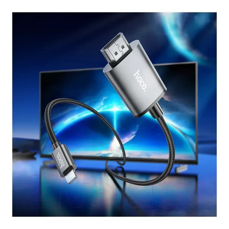 Кабель Hoco UA27 Lightning - HDMI 1080P (2м, металлик)