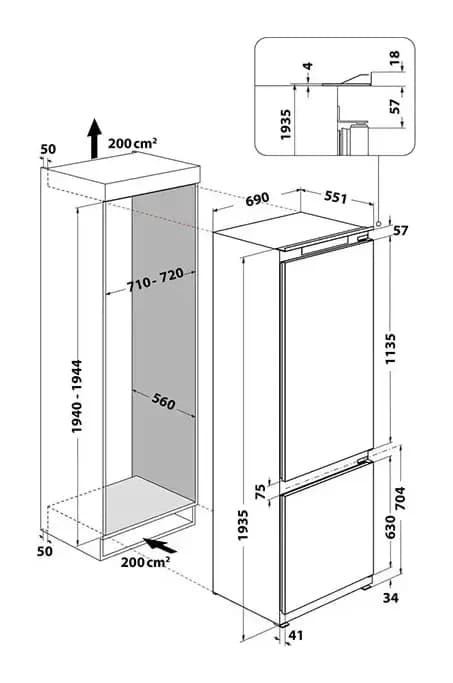 Встраиваемый холодильник Whirlpool WH SP70 T241 P