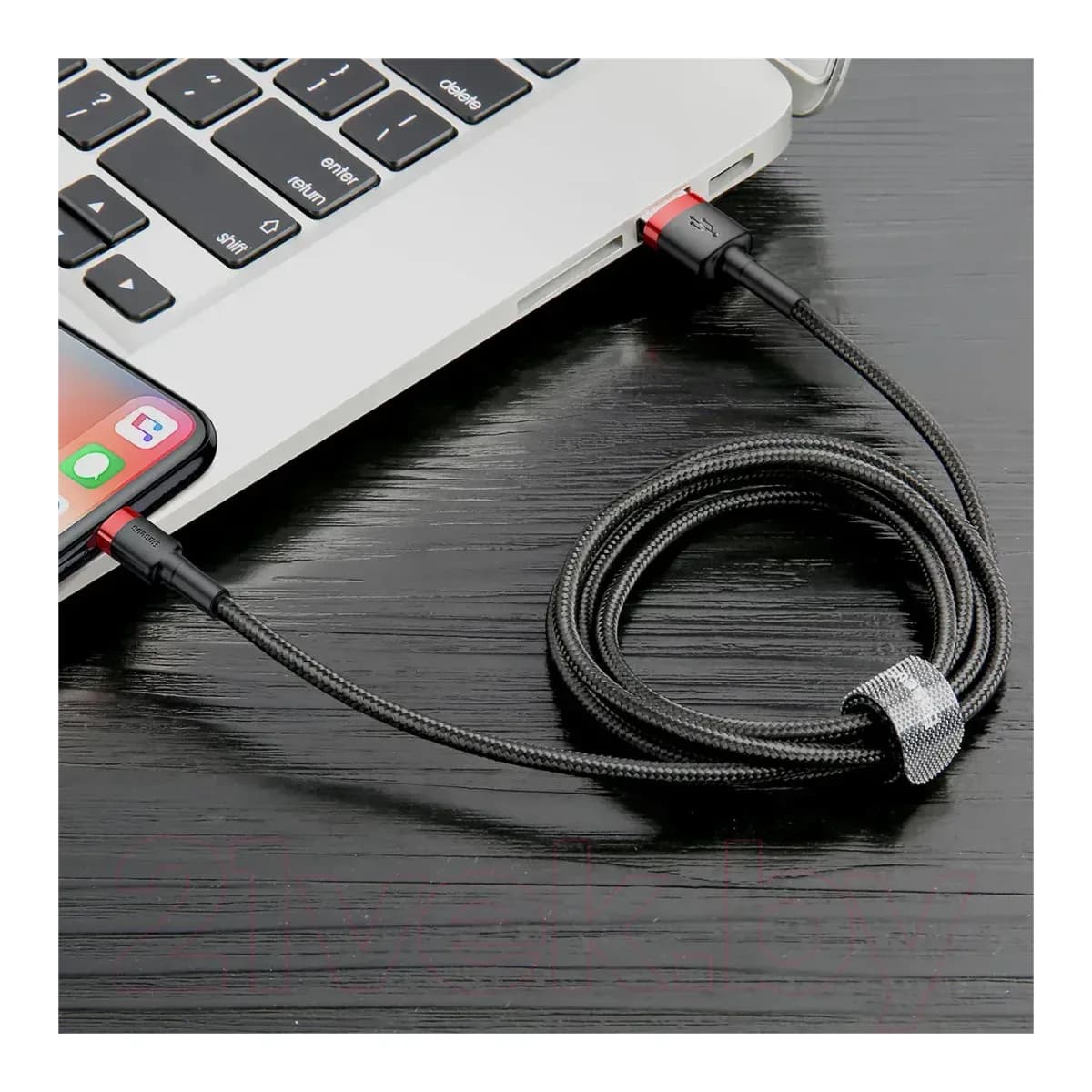 Зарядный кабель Baseus Cafule Lightning 2.4A / CALKLF-B19 (1м, красный/черный)