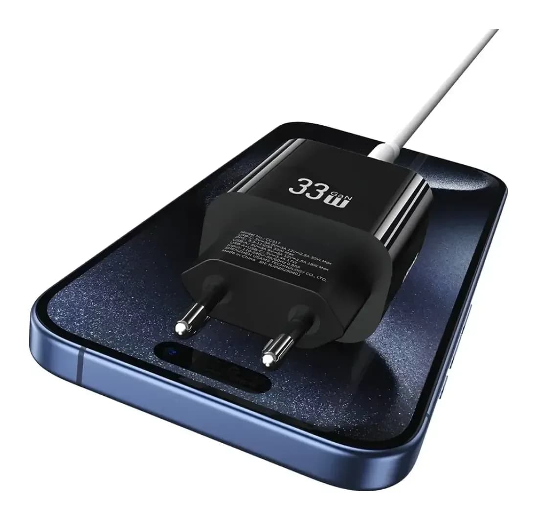 Адаптер питания сетевой Usams T65 33W A+C Dual-Port Fast Charger / CC317TC01 (черный)