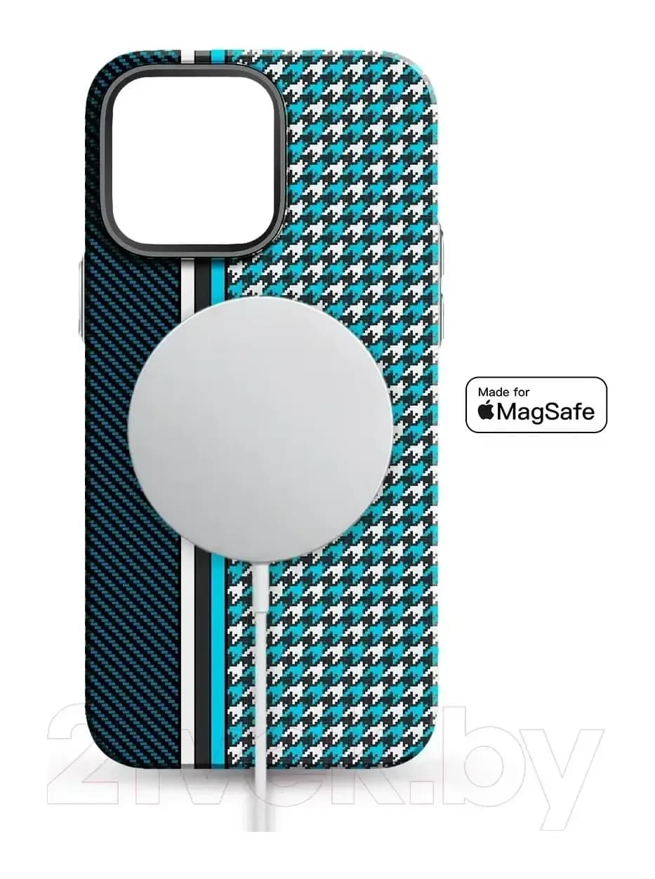 Чехол-накладка Luxo Престижные ромбы J250 для iPhone 15 Pro Max (синий/голубой)