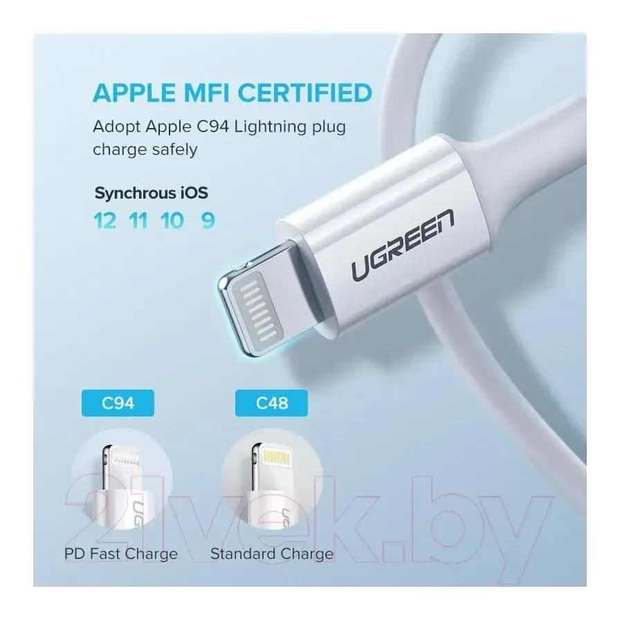 Зарядный кабель Ugreen US171 / 10493 (1м, белый)