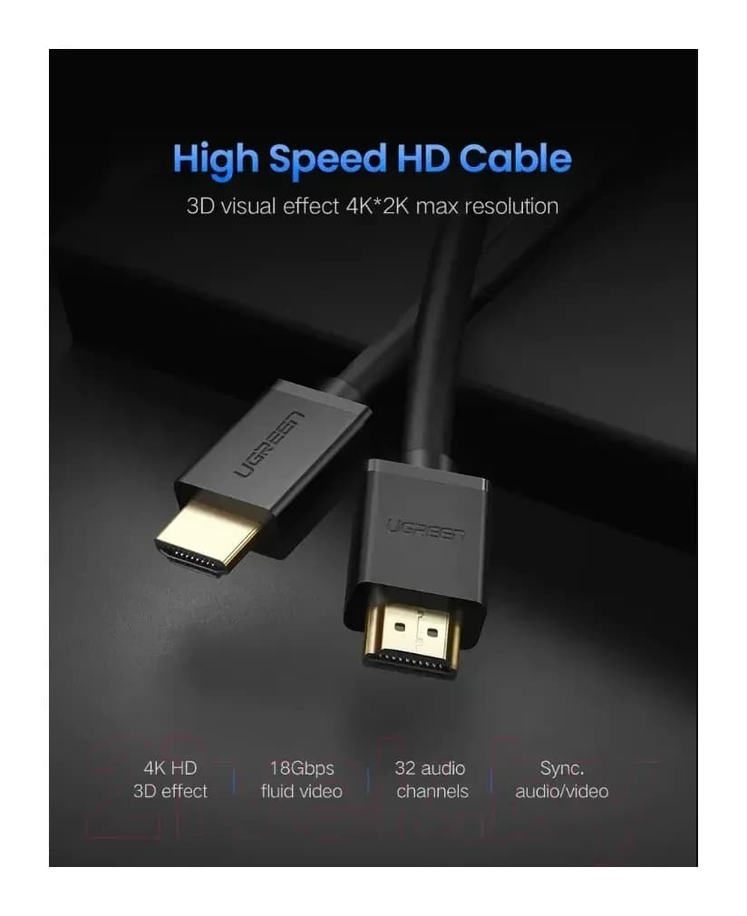 Кабель Ugreen HD104 / 10106 (1м, черный)