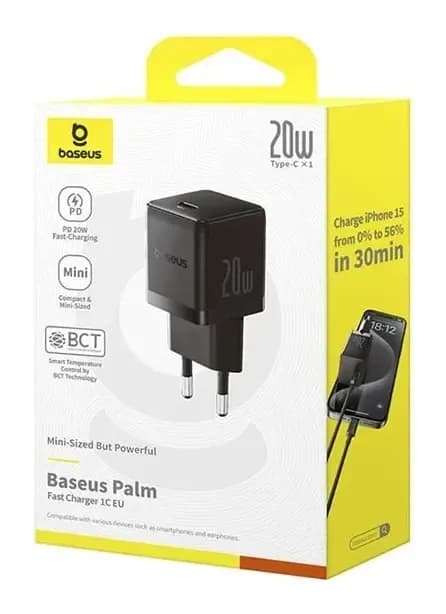 Адаптер питания сетевой Baseus Palm 20W EU / P10111602113-00 (черный)