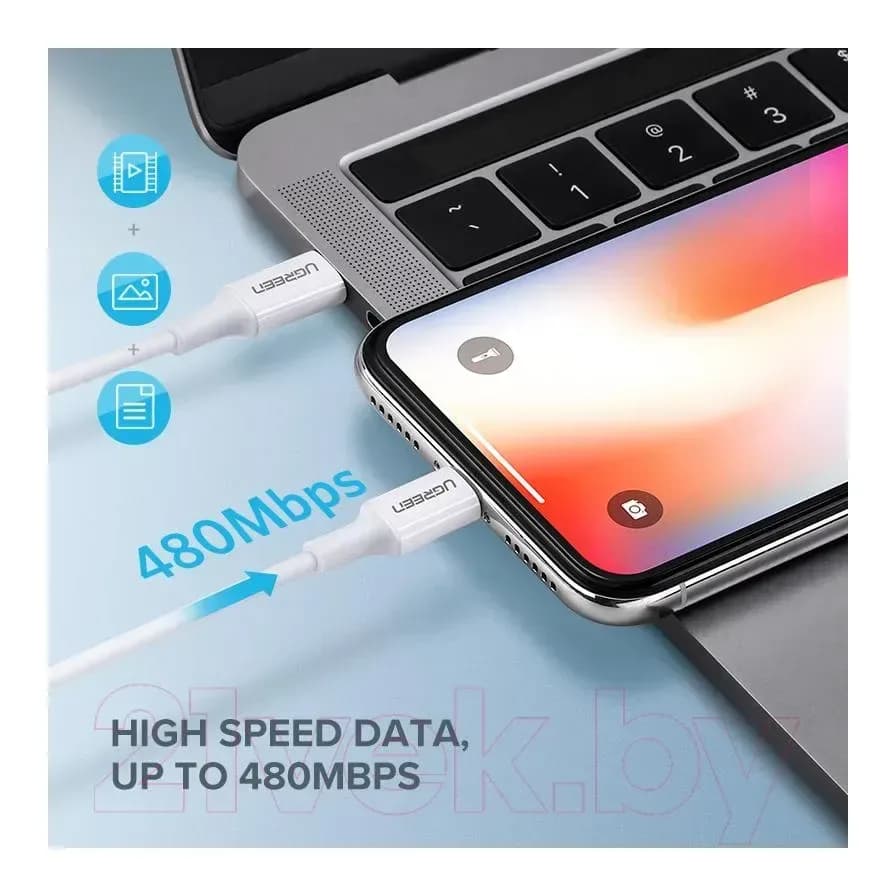 Зарядный кабель Ugreen US171 / 10493 (1м, белый)