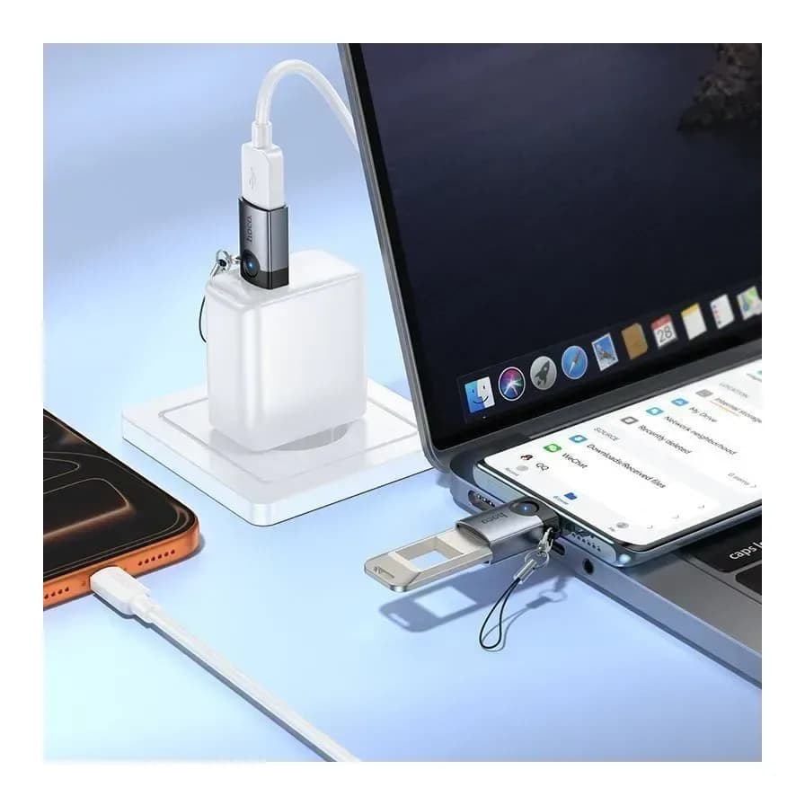 Адаптер Hoco UA46C Type-C-USB 3.0 (металлик)