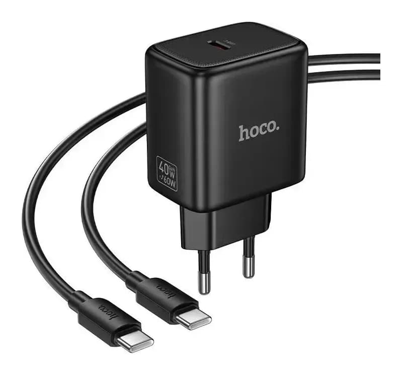 Зарядное устройство сетевое Hoco N83 + кабель Type-C-Type-C (черный)