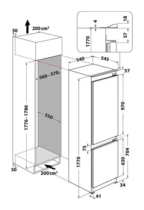 Встраиваемый холодильник Whirlpool WHC18 T132