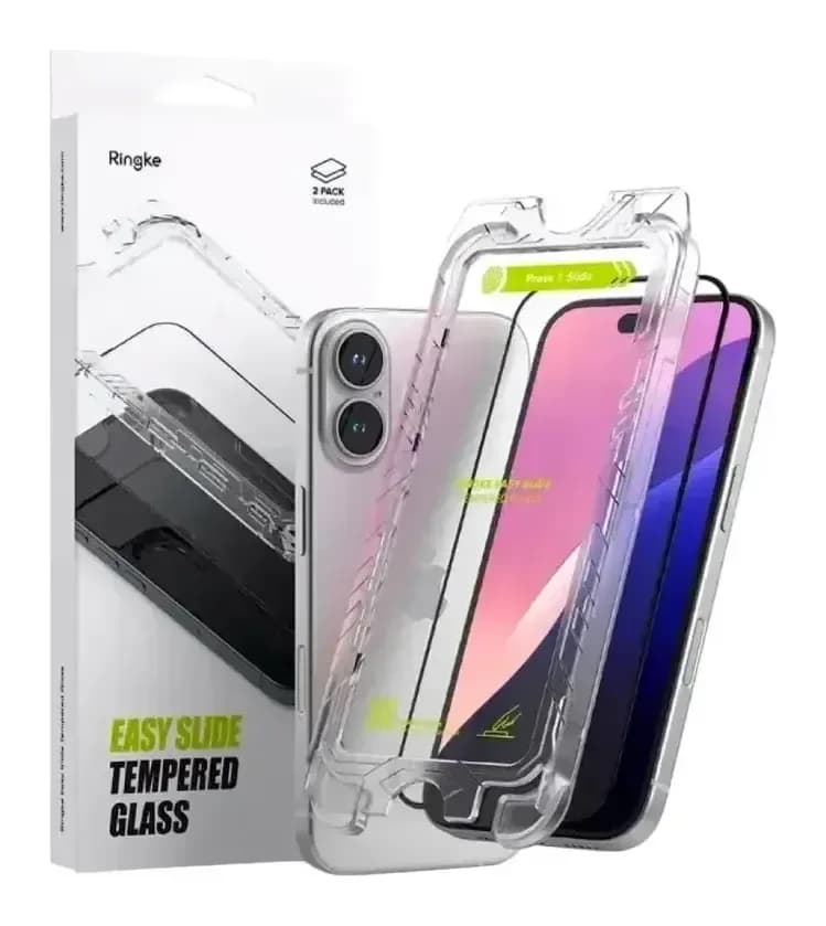 Защитное стекло для телефона Ringke Easy Slide для Iphone 15/16 (2шт, черный)