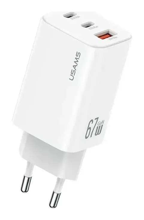 Адаптер питания сетевой Usams 67W GaN ACC Triple-Port Fast Charger / CC265TC02 (белый)