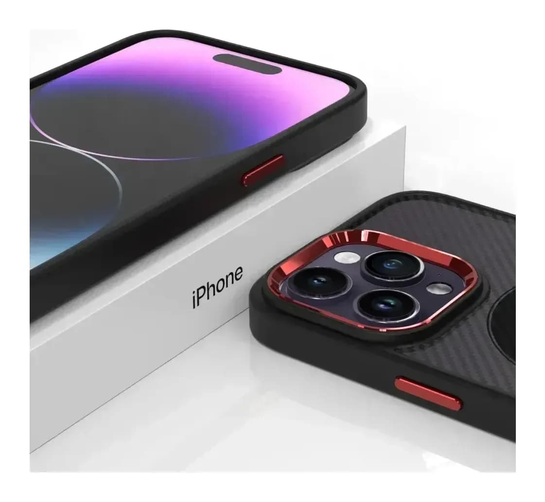 Чехол-накладка Bingo Metal Magnetic Carbon для Apple iPhone 15 (красный)