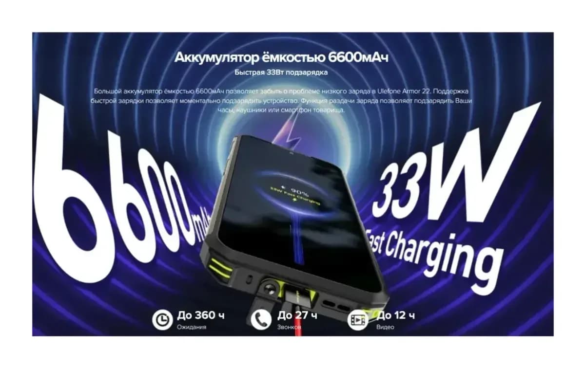 Смартфон Ulefone Armor 22 8GB/256GB (черный)