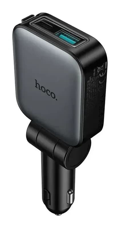 Автомобильное зарядное устройство Hoco Z67 + кабель (металлик)
