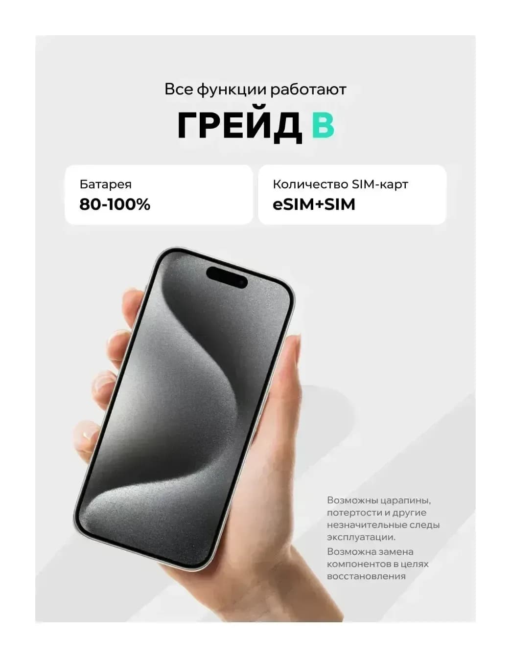 Смартфон восстановленный Apple iPhone 15 Pro 128GB ELNU Грейд В (белый титан)