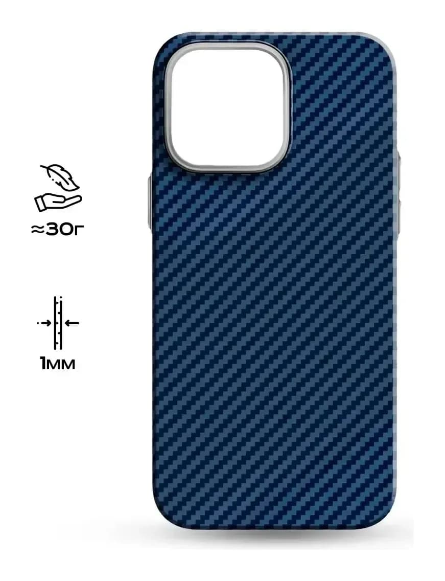 Чехол-накладка Luxo Карбоновые полосы J164 для iPhone 15 Pro Max (синий)