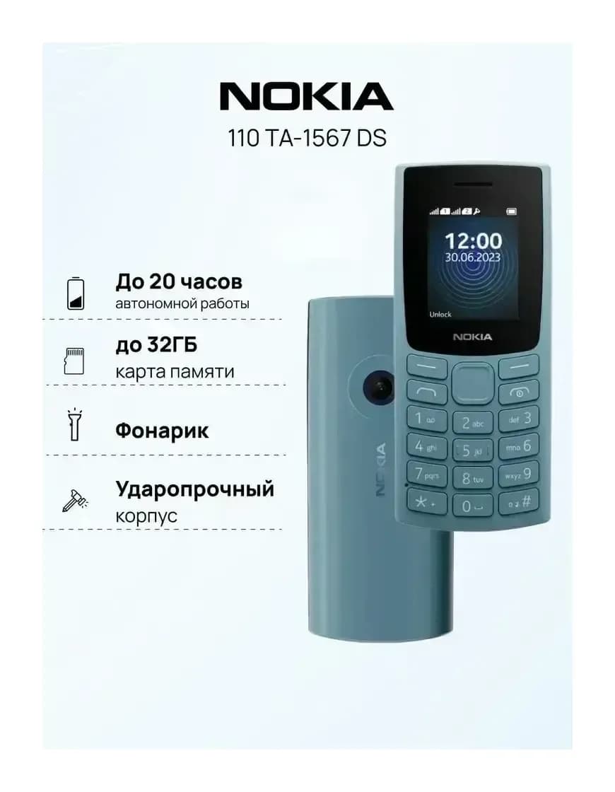 Мобильный телефон Nokia 110 DS TA-1567 (голубой)