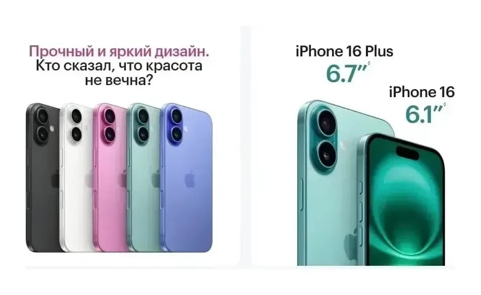 Смартфон Apple iPhone 16 128GB (черный)