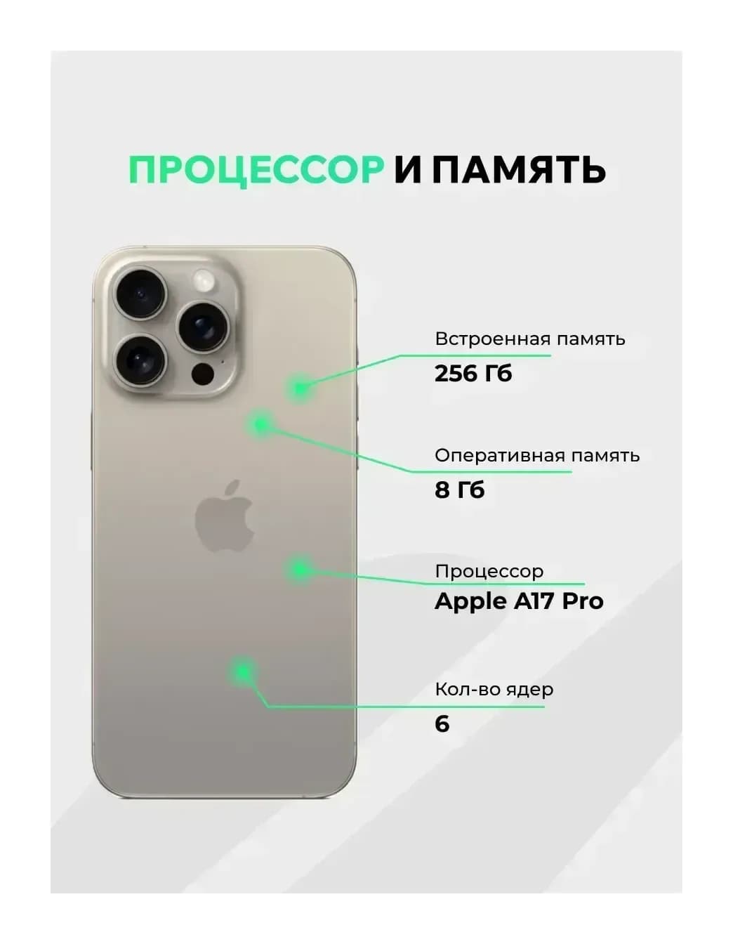 Смартфон восстановленный Apple iPhone 15 Pro 256GB ELNU Грейд A (натуральный титан)
