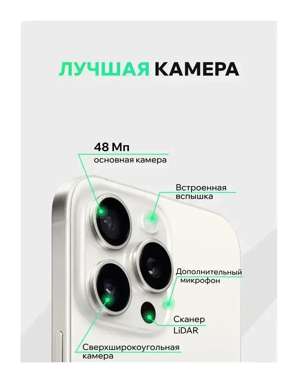 Смартфон восстановленный Apple iPhone 15 Pro 128GB ELNU Грейд В (белый титан)