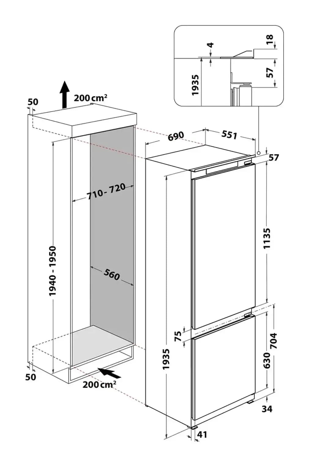 Встраиваемый холодильник Whirlpool WH SP70 T121