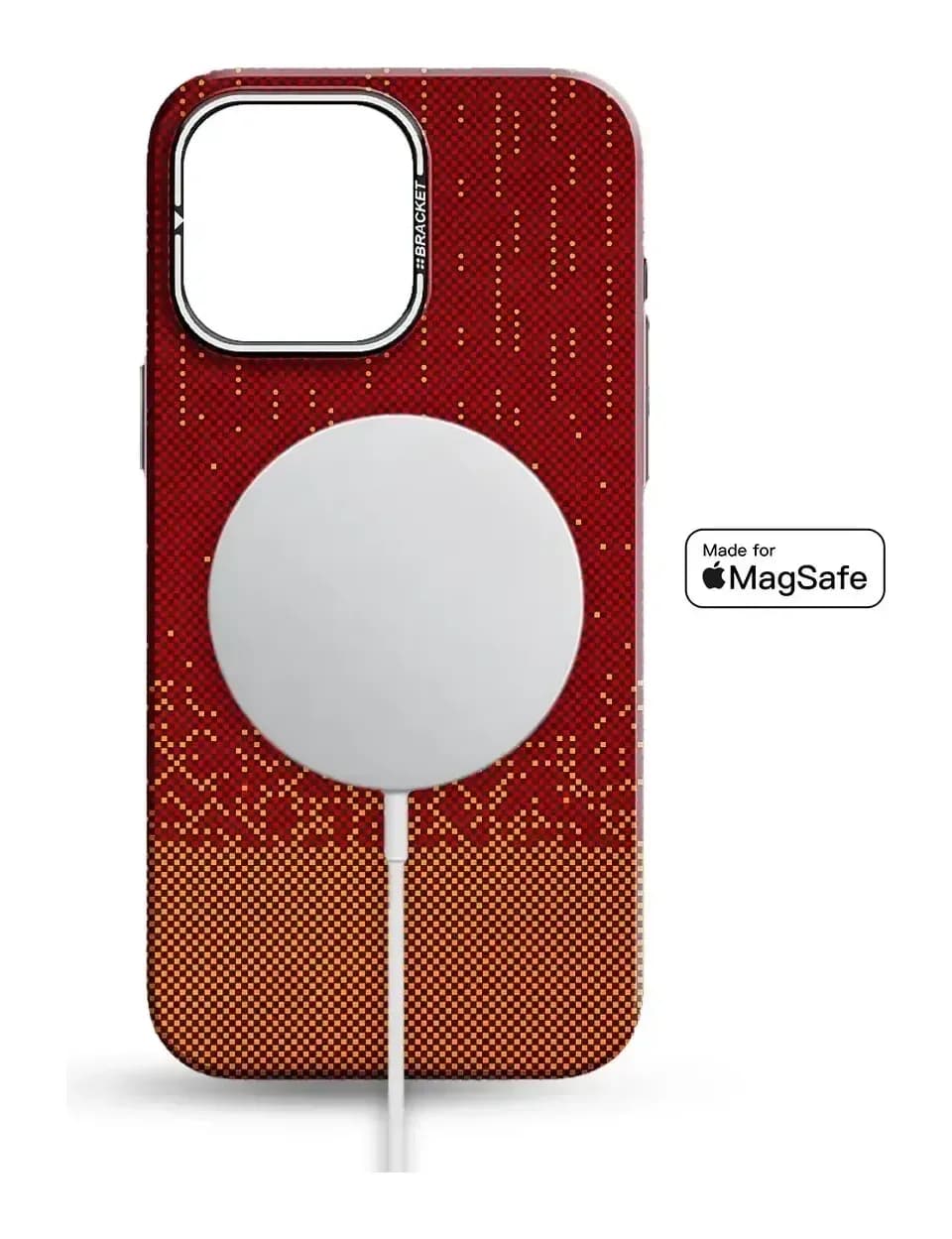 Чехол-накладка Luxo С MagSafe Карбоновый дождь LF78 для Apple iPhone 15 Pro (красный)