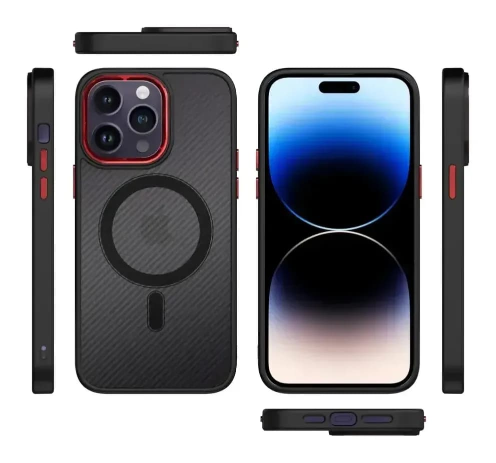 Чехол-накладка Bingo Metal Magnetic Carbon для Apple iPhone 15 (красный)