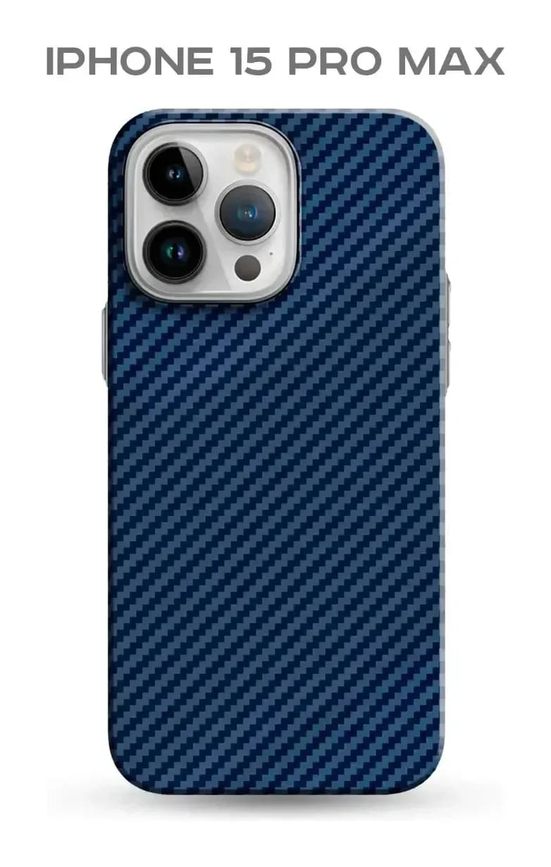 Чехол-накладка Luxo Карбоновые полосы J164 для iPhone 15 Pro Max (синий)