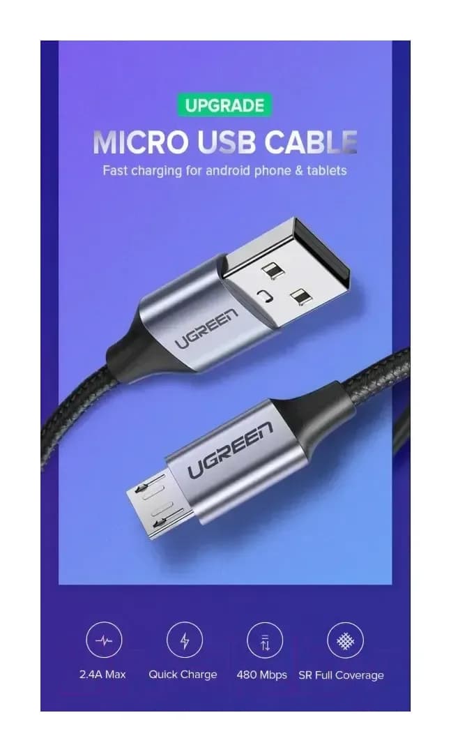 Зарядный кабель Ugreen US290 / 60146 (1м, черный)