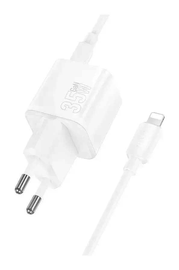 Зарядное устройство сетевое Hoco N66 + кабель Ligthing-Type-C (белый)