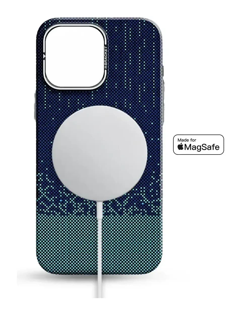 Чехол-накладка Luxo С MagSafe Карбоновый дождь LF77 для Apple iPhone 15 Pro (синий)