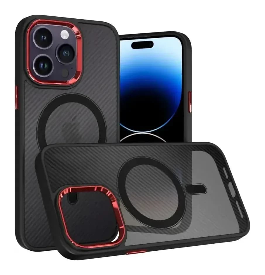 Чехол-накладка Bingo Metal Magnetic Carbon для Apple iPhone 15 (красный)