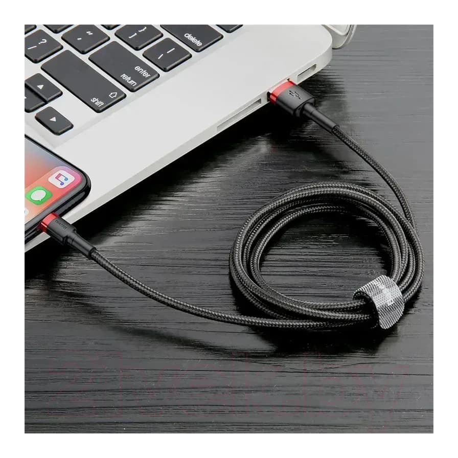 Зарядный кабель Baseus Cafule USB For Lightning / CALKLF-C19 (2м, черный/красный)