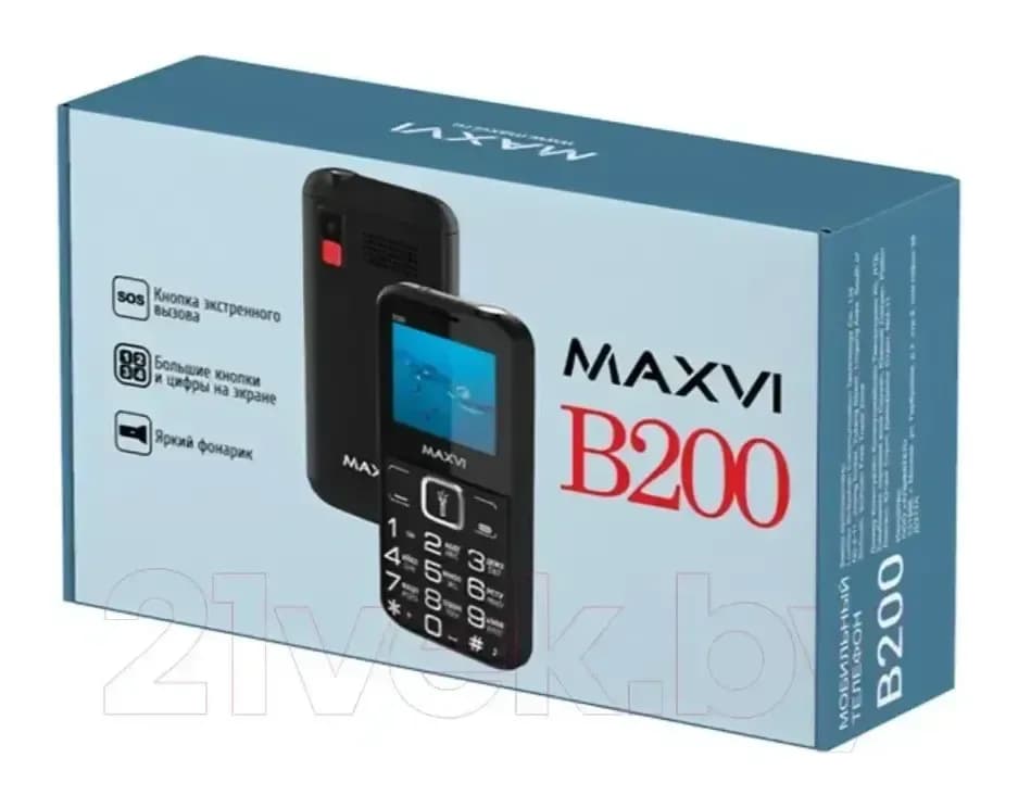 Мобильный телефон Maxvi B200 (черный+ЗУ)
