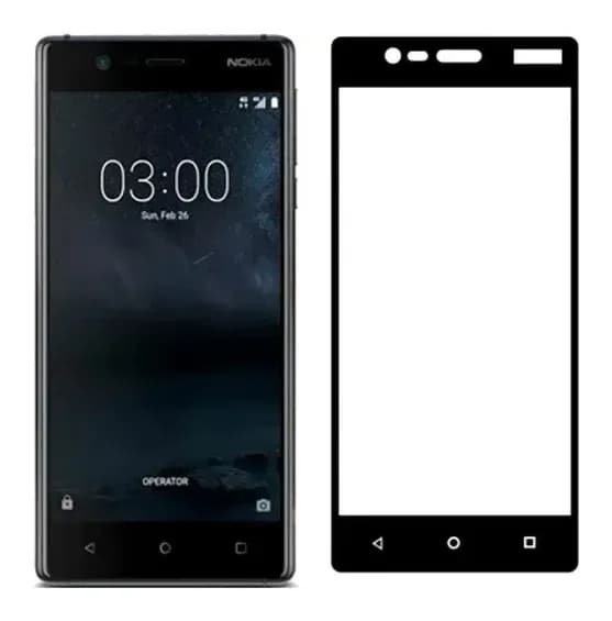 Защитное стекло для телефона Case Full Screen, для Nokia 3 глянец (черный)